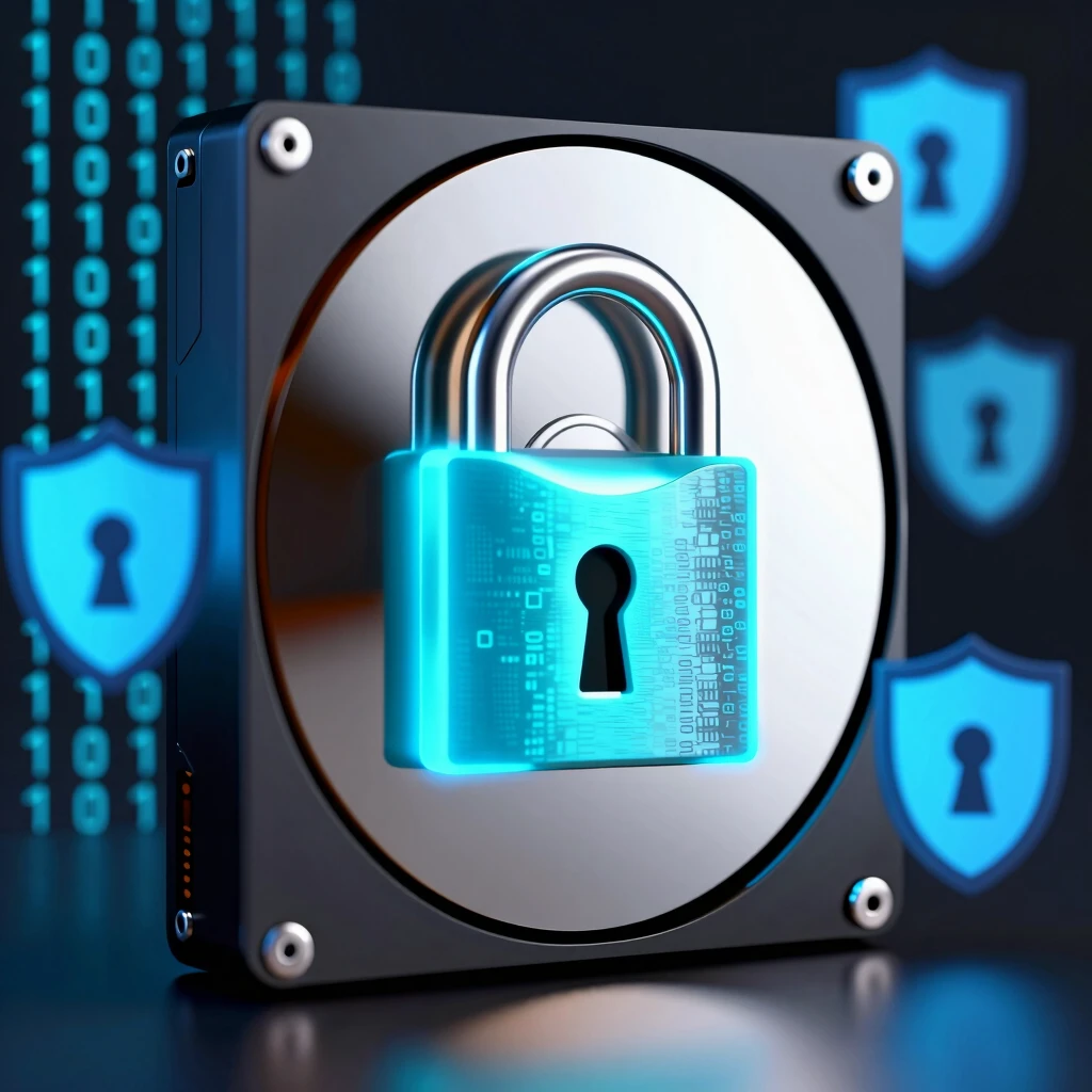 Secure hard drive protected by advanced encryption lock