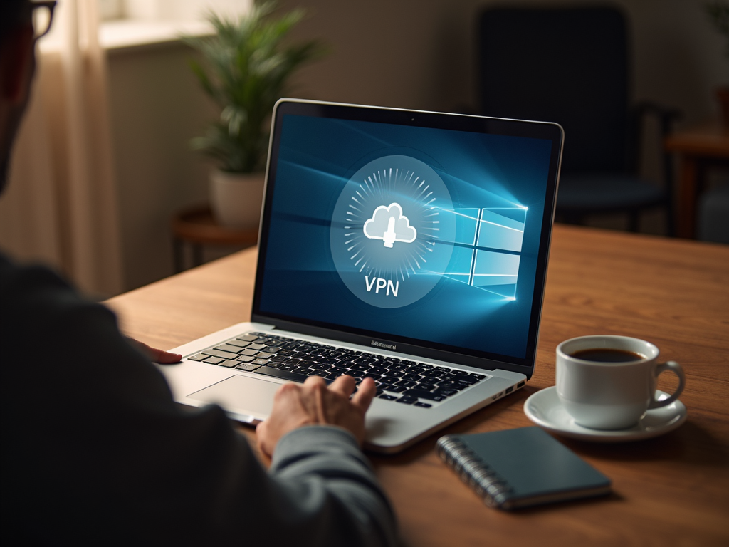 A person using a VPN on their laptop