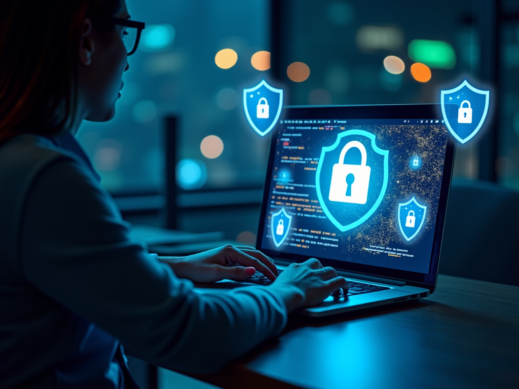 Person using a VPN on a laptop