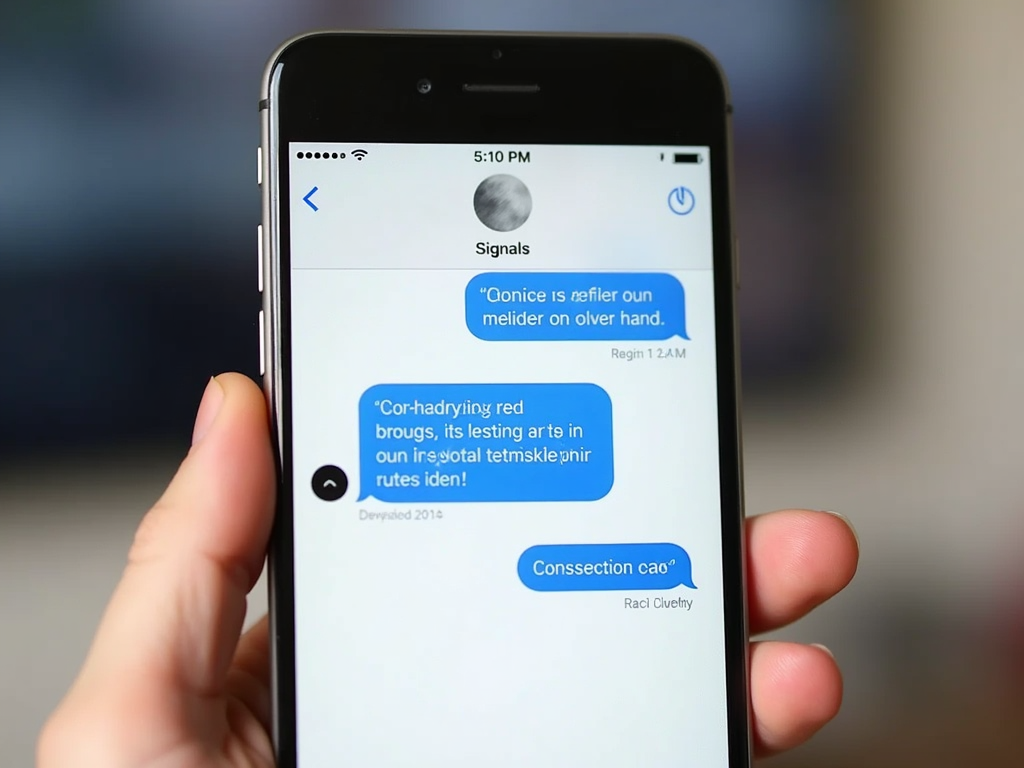 Smartphone displaying Signal app with encrypted chat.