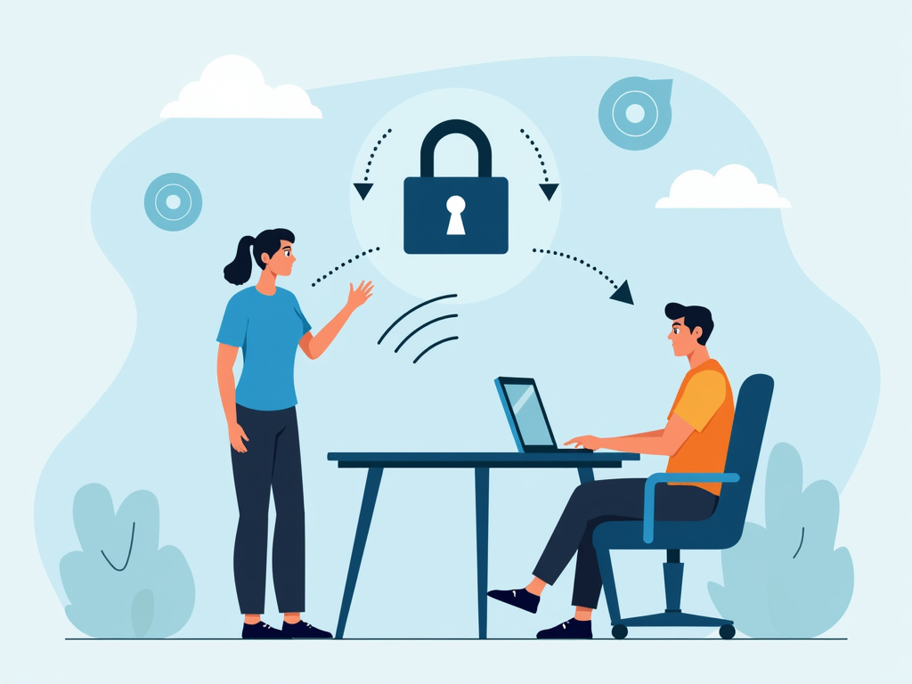 Illustration of VPN use on public wifi for enhanced security.