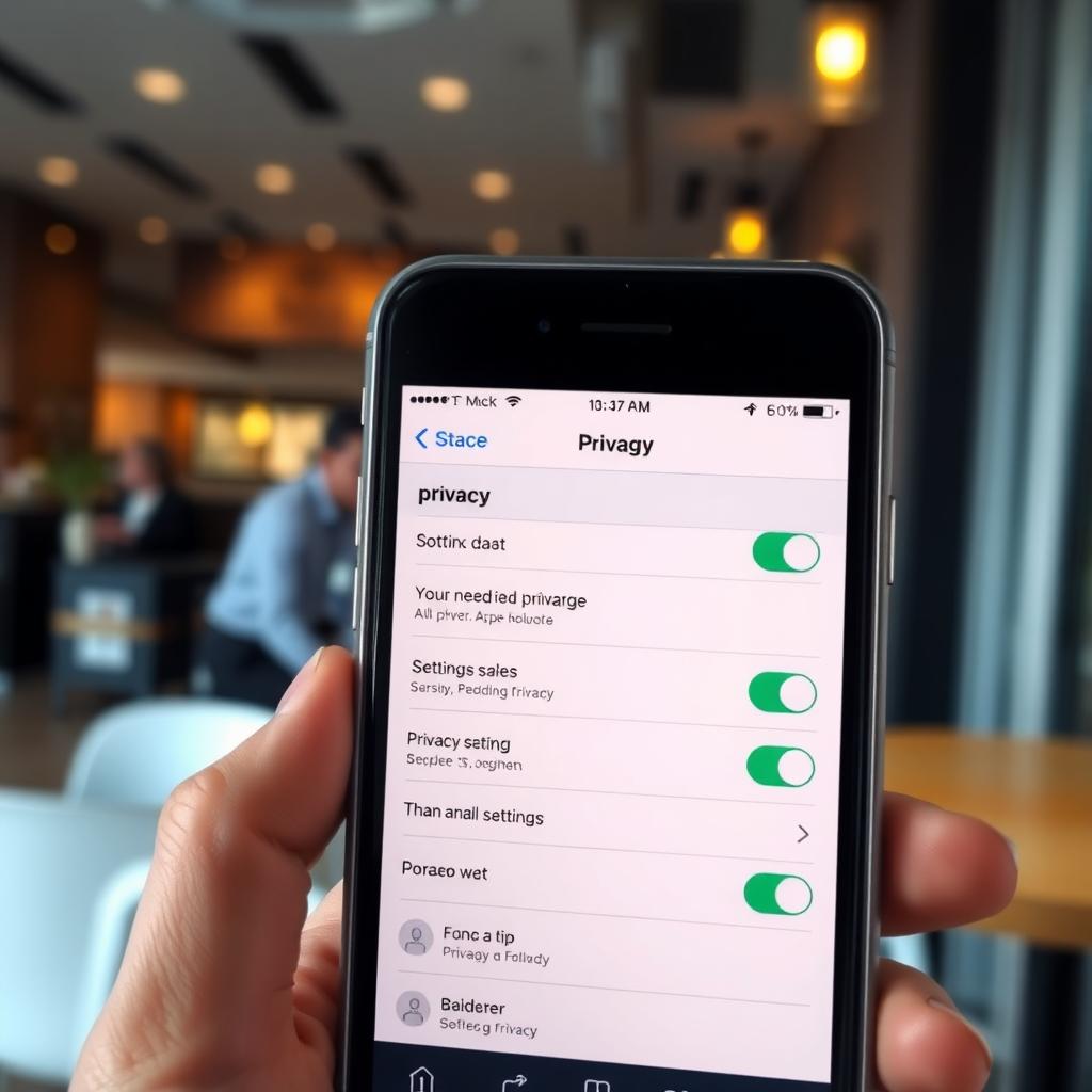 Hand holding a smartphone adjusting privacy settings on a social media app