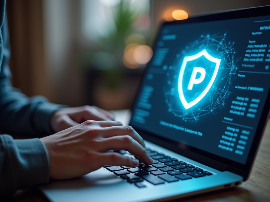 Person using VPN on laptop