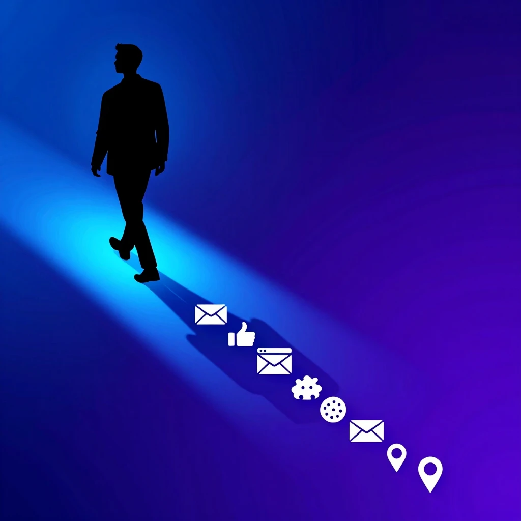 Visual representation of a digital footprint as data trails left behind online
