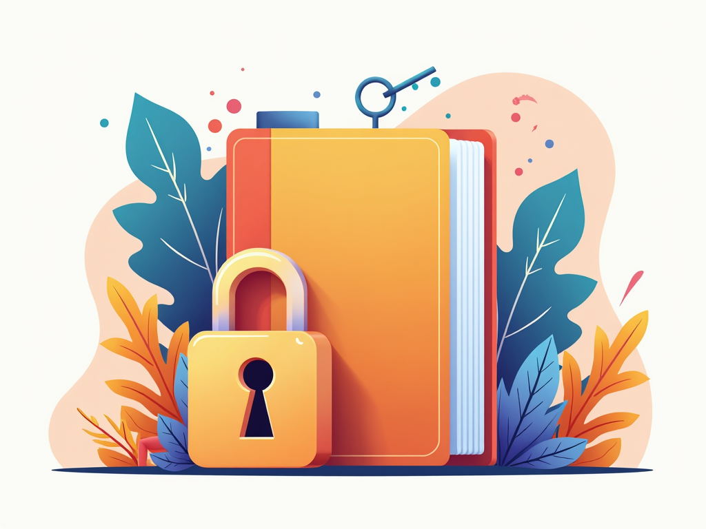 Illustration of a locked diary and key, representing encryption.