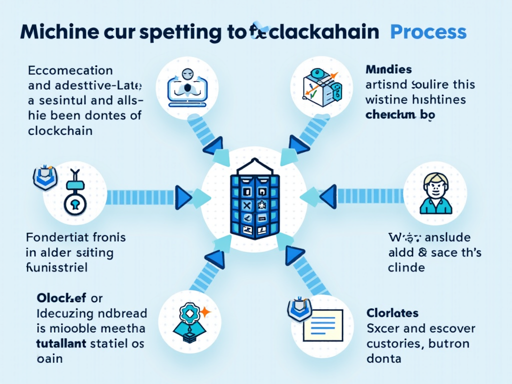 A graphic of blockchain blocks linked together, each holding encrypted data for secure transactions.