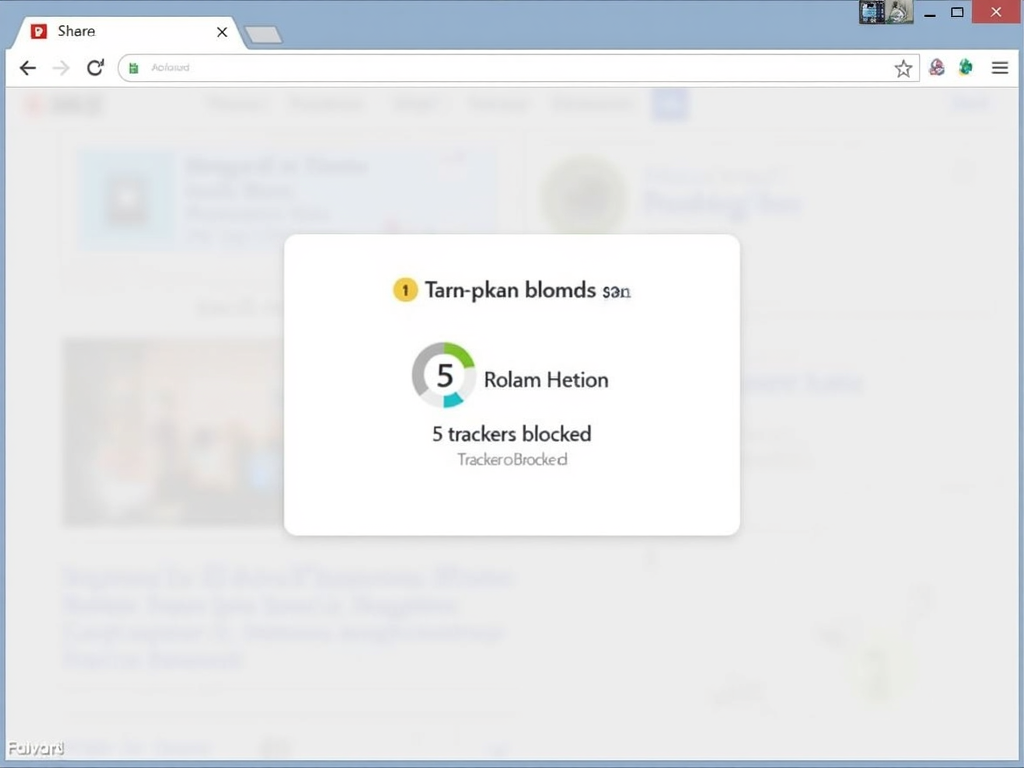 Browser with tracker blocker in action.