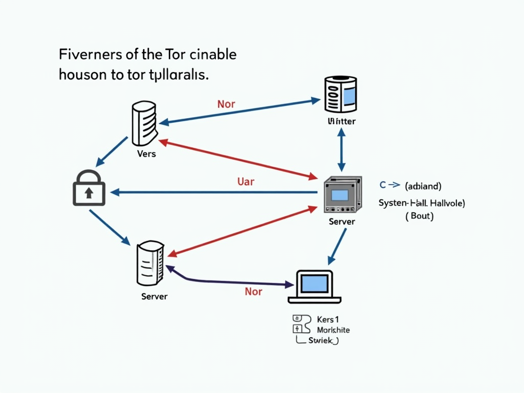 Diagram of the Tor network's onion routing system.