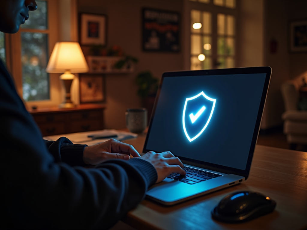 A person using a VPN on their laptop