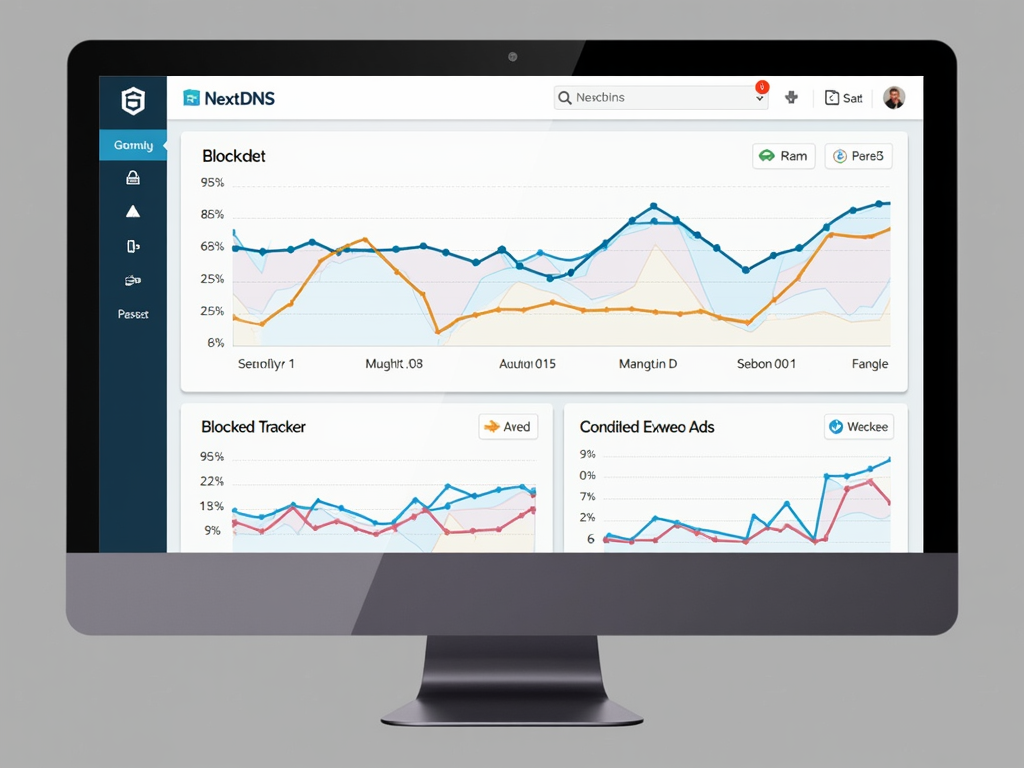 NextDNS dashboard displaying blocked trackers and ads.