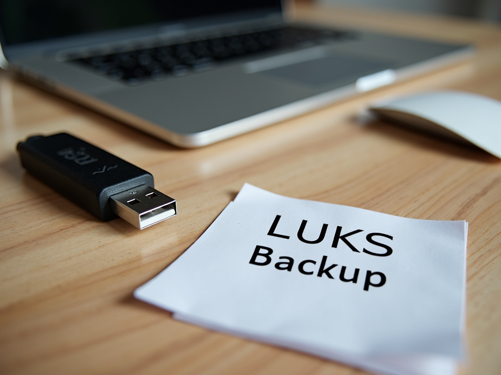 USB drive with LUKS header backup