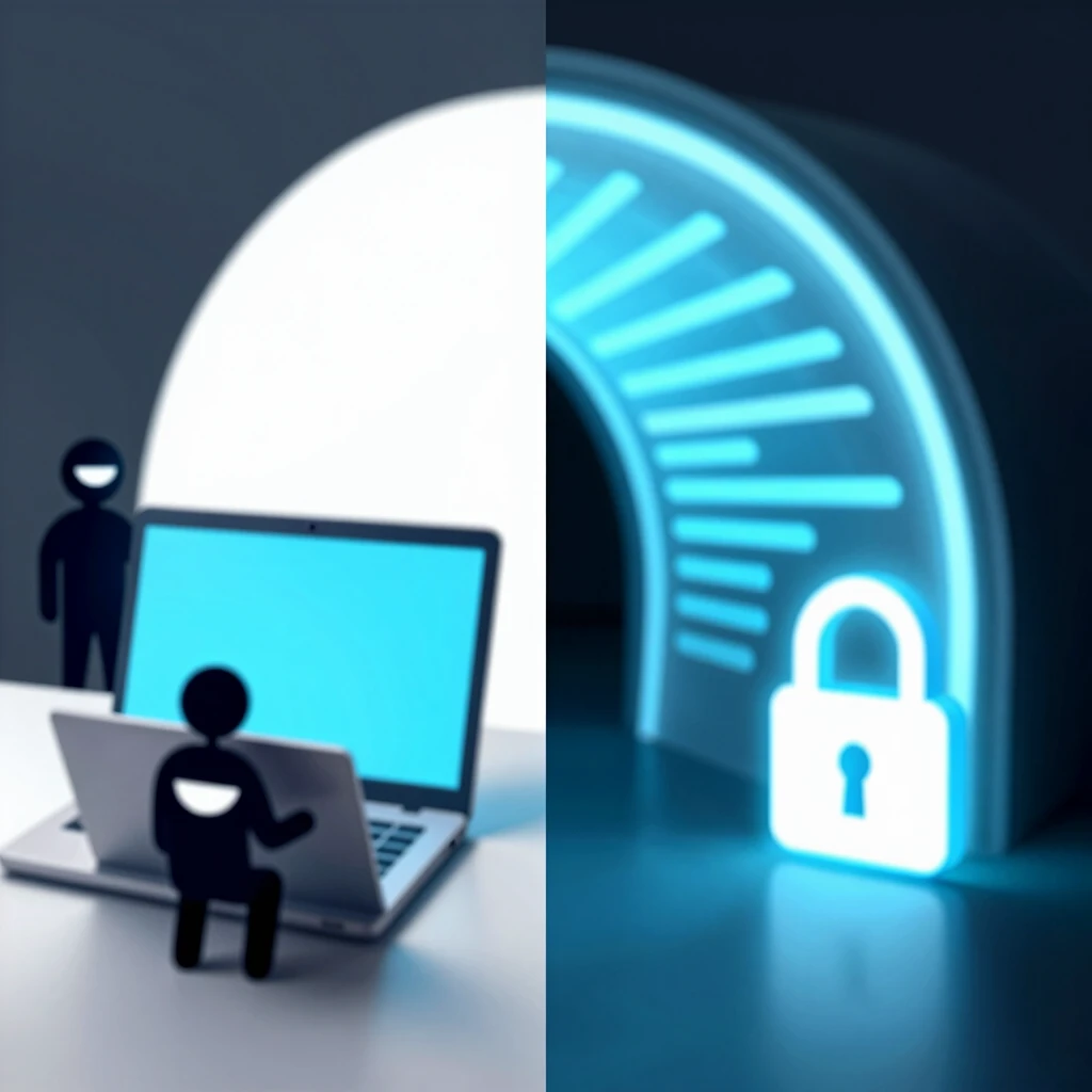 Illustration of data flow without and with VPN protection