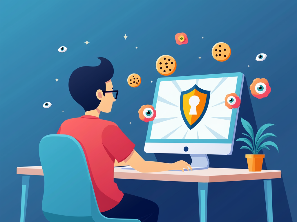 Illustration of online privacy protection while browsing.