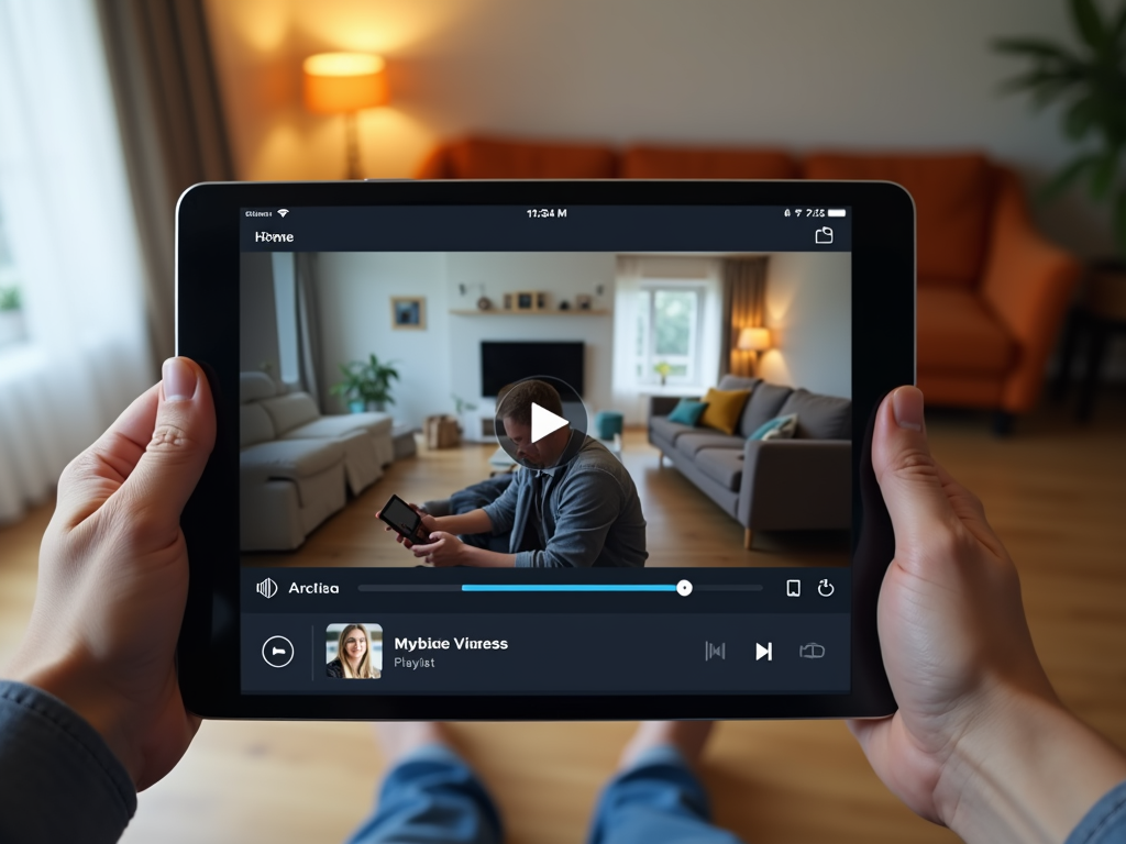 pCloud streaming a video on a tablet
