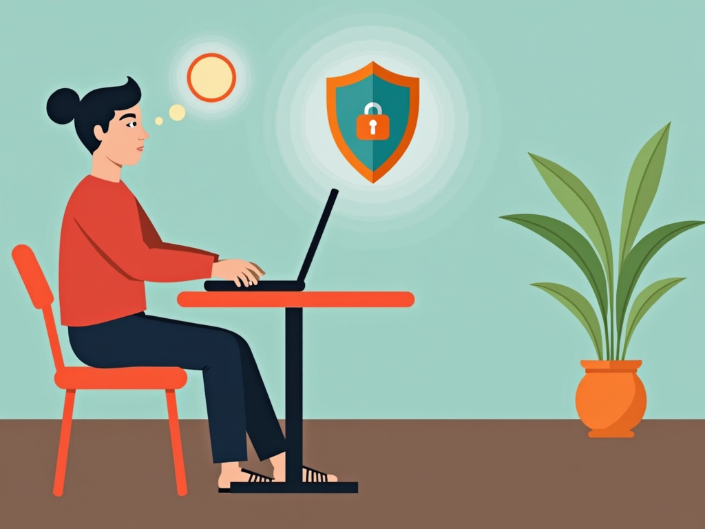 Person browsing the internet securely