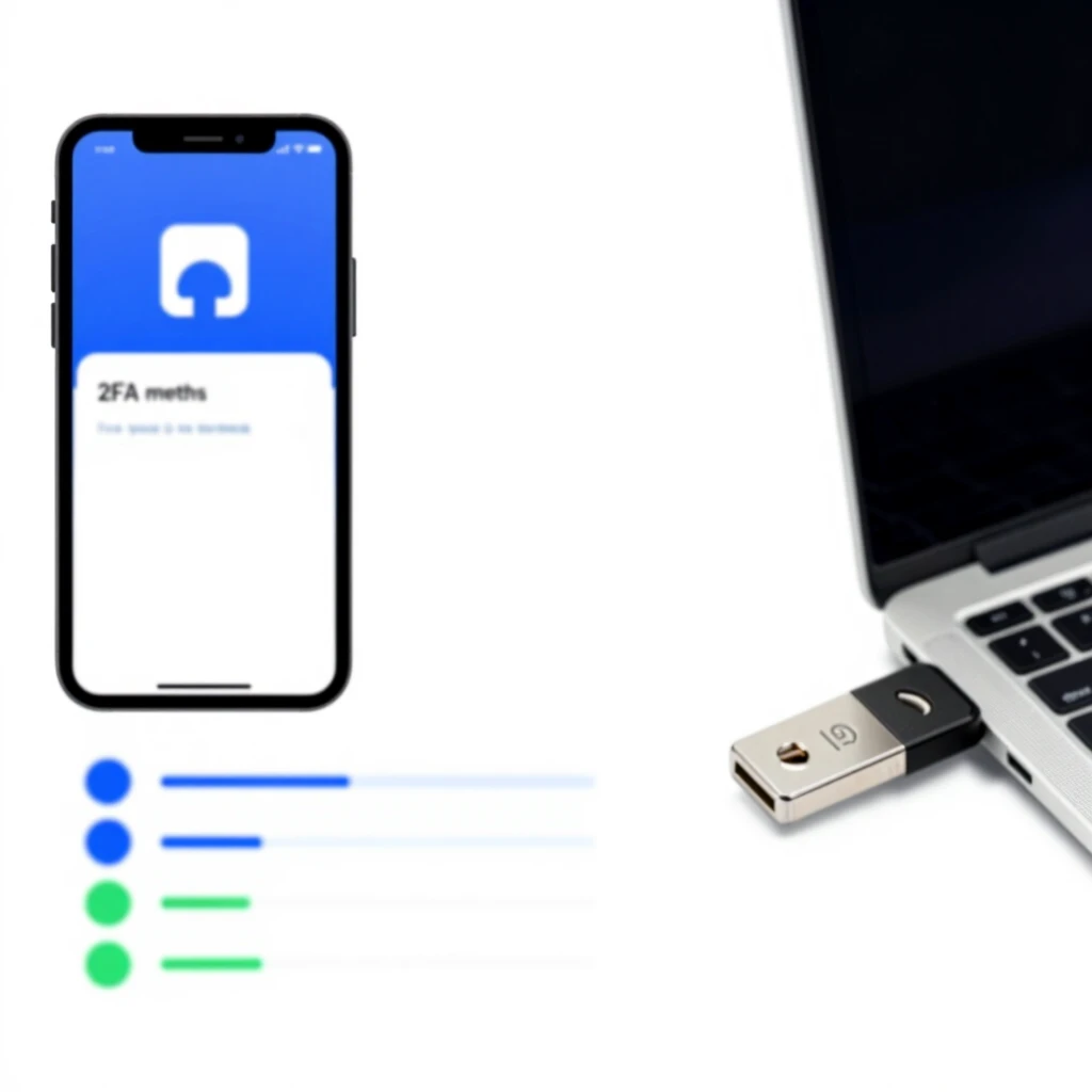 Visual comparison of 2FA methods including authenticator apps, SMS, and hardware keys