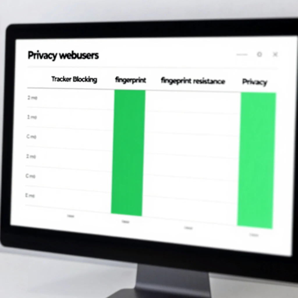 Comparison chart of browser privacy features on a computer screen