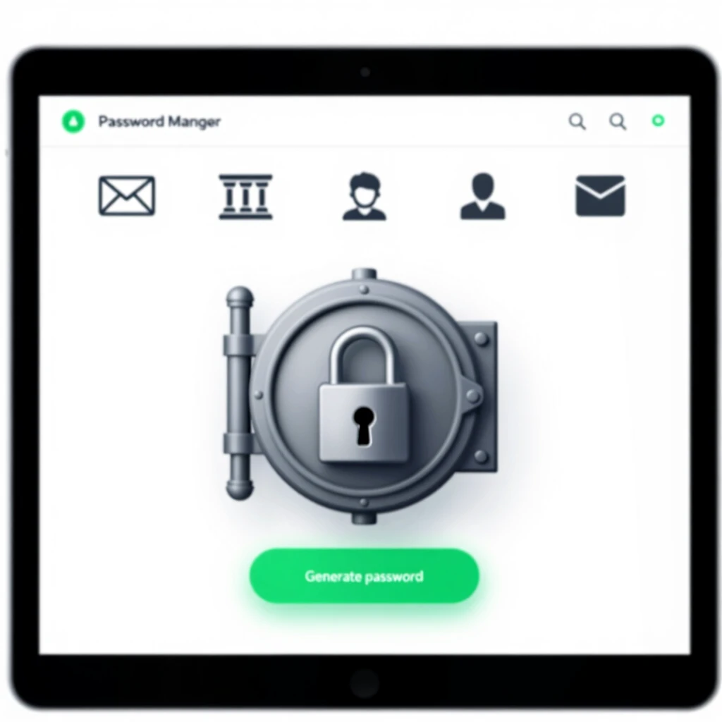 Password manager interface displaying secure vault with website logins