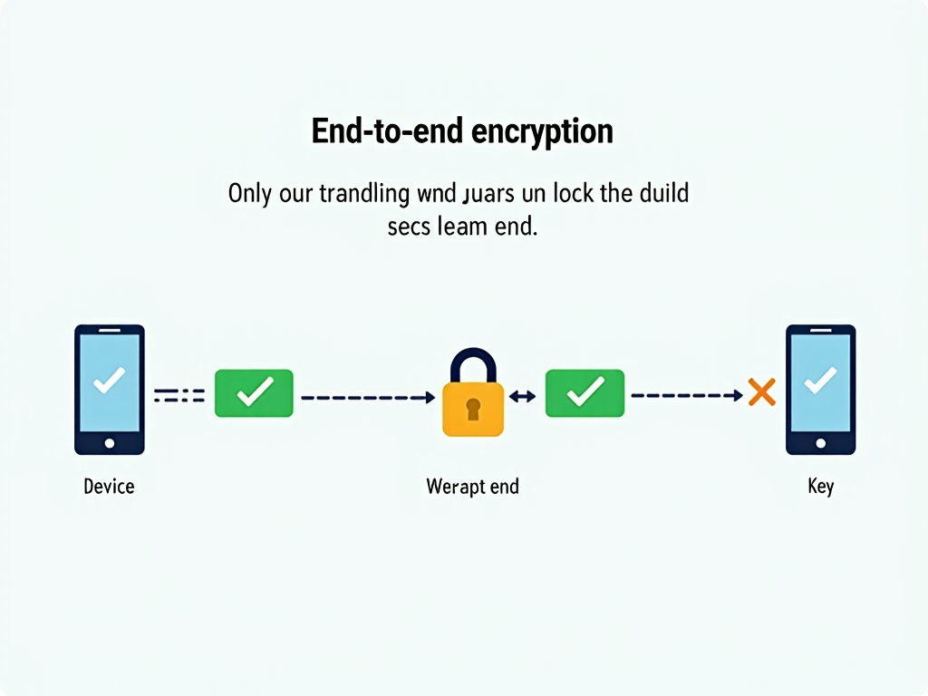 Illustration of end-to-end encryption process