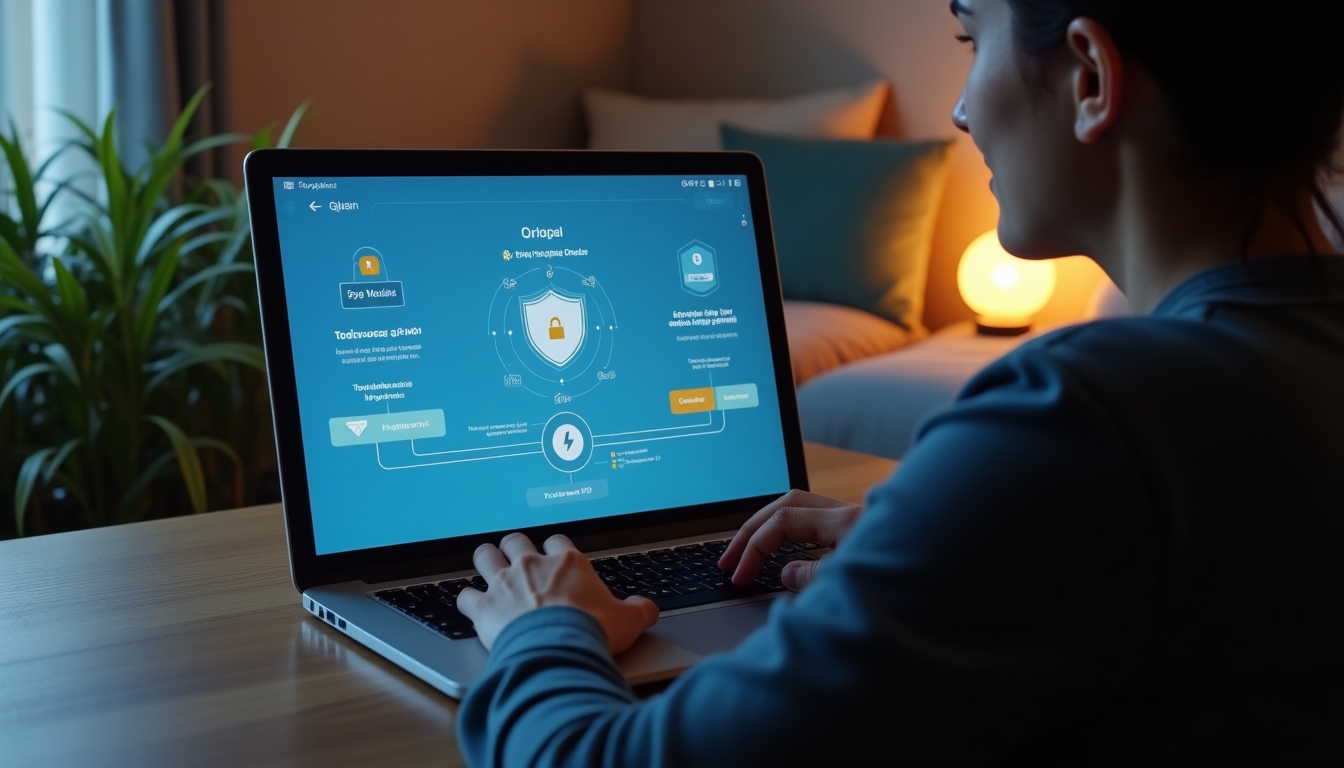A person using a VPN on their laptop to protect their online privacy.
