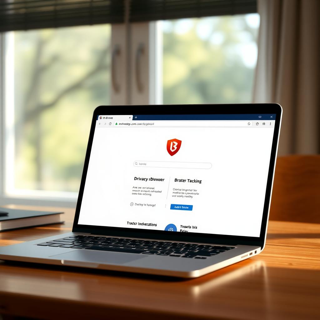 Laptop showing Brave Browser’s privacy-focused homepage