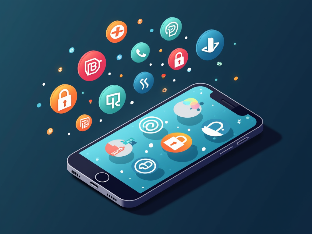 A smartphone with app icons, emphasizing mobile privacy.