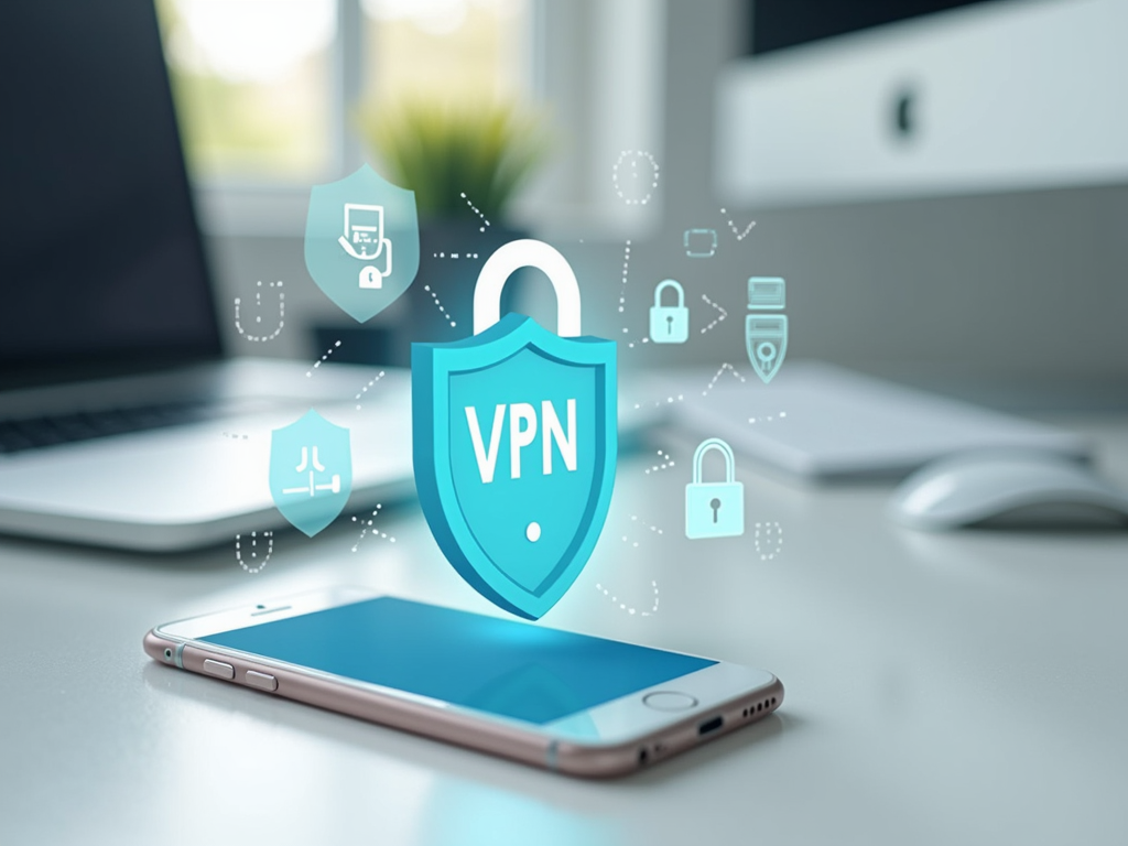 Smartphone with VPN and privacy tool icons