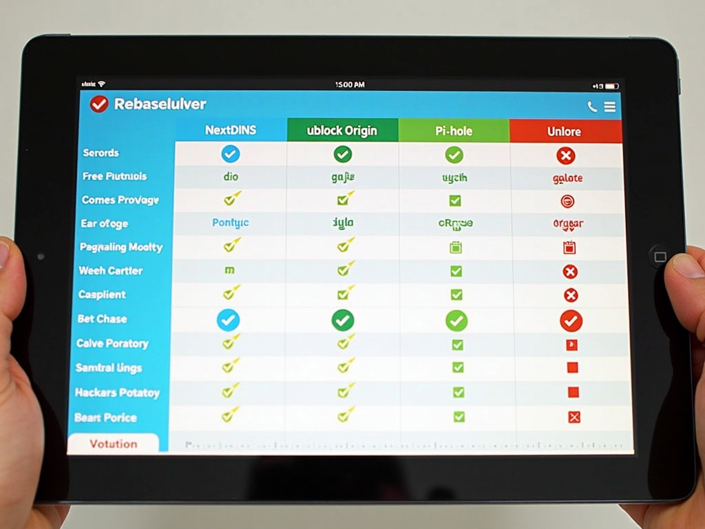 Chart comparing NextDNS and other online privacy tools.
