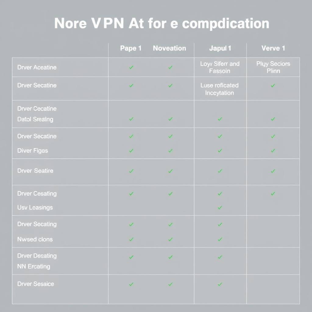 VPN comparison table for Android users.