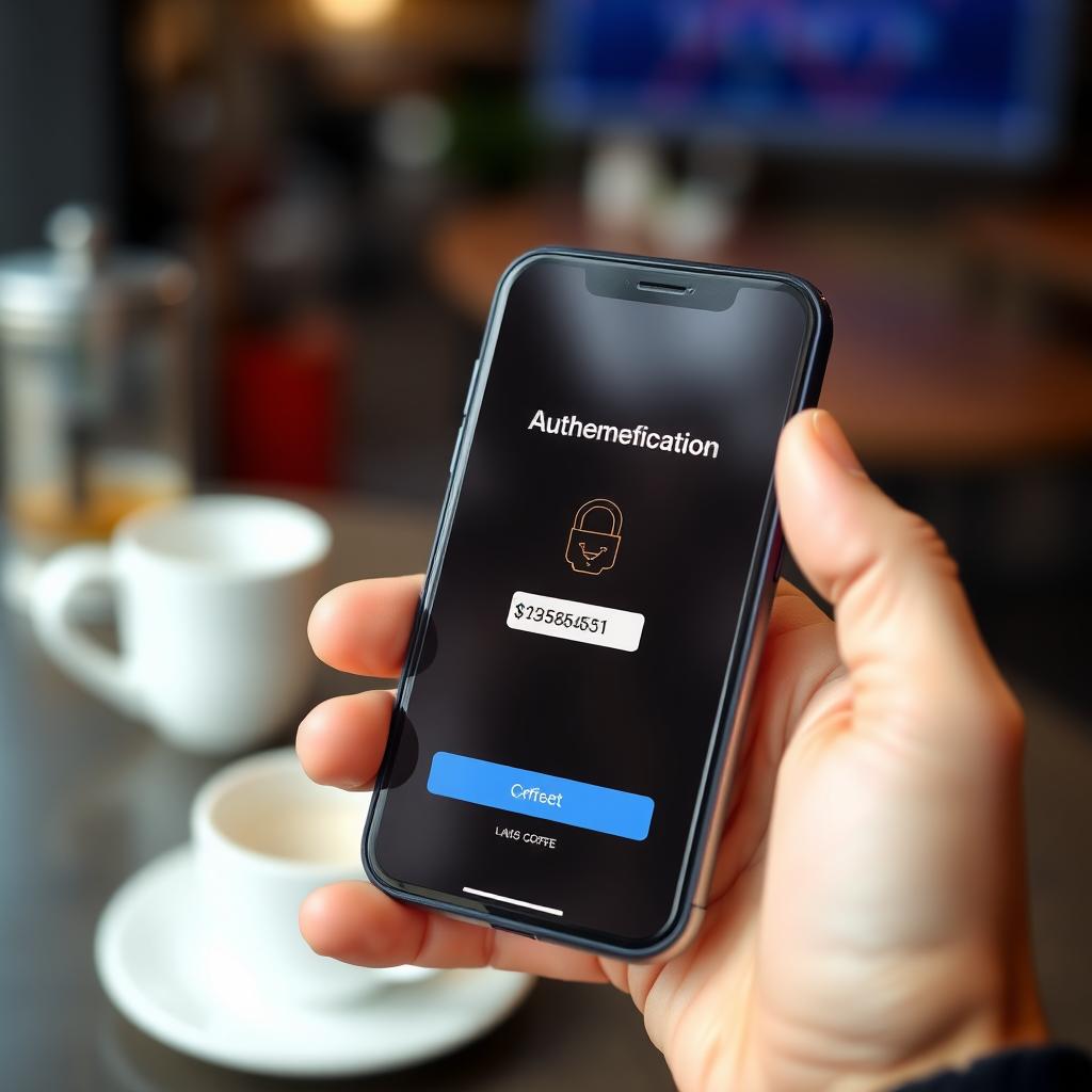 Smartphone showing a two-factor authentication app for email security.