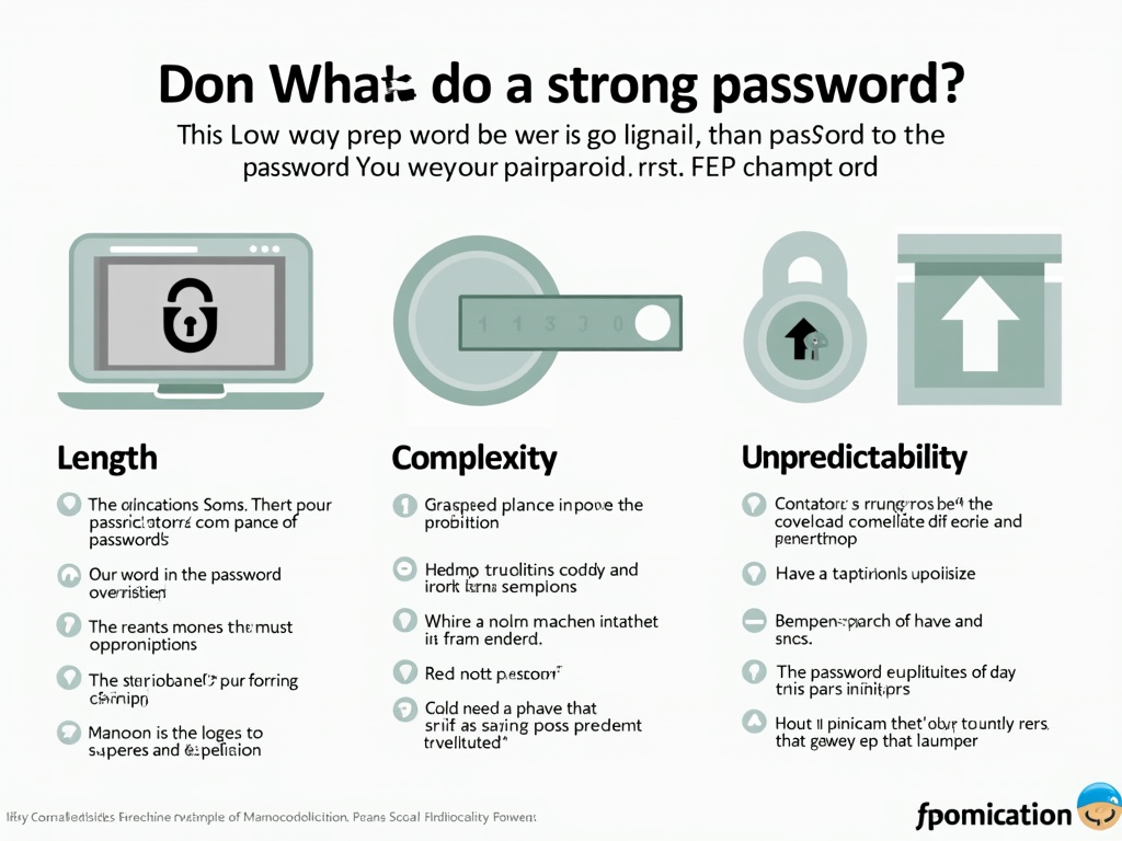Infographic showing the key elements of a strong password.