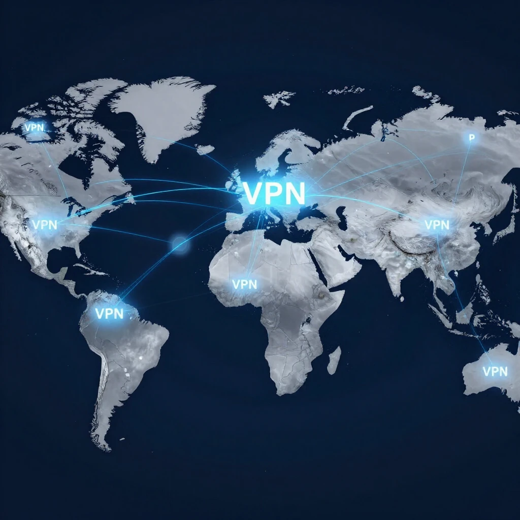 Global VPN server network map showing worldwide connections