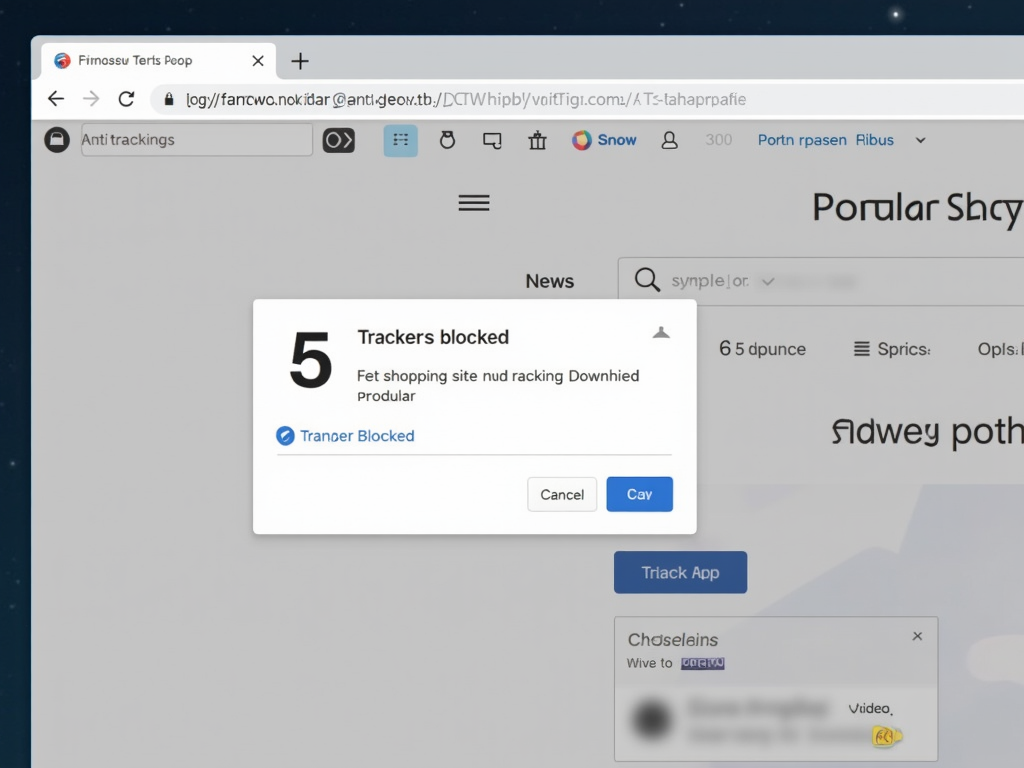 Browser with anti-tracking extension blocking trackers