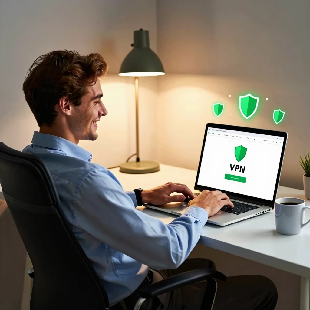 Man enjoying fast and secure browsing with ProtonVPN on his laptop