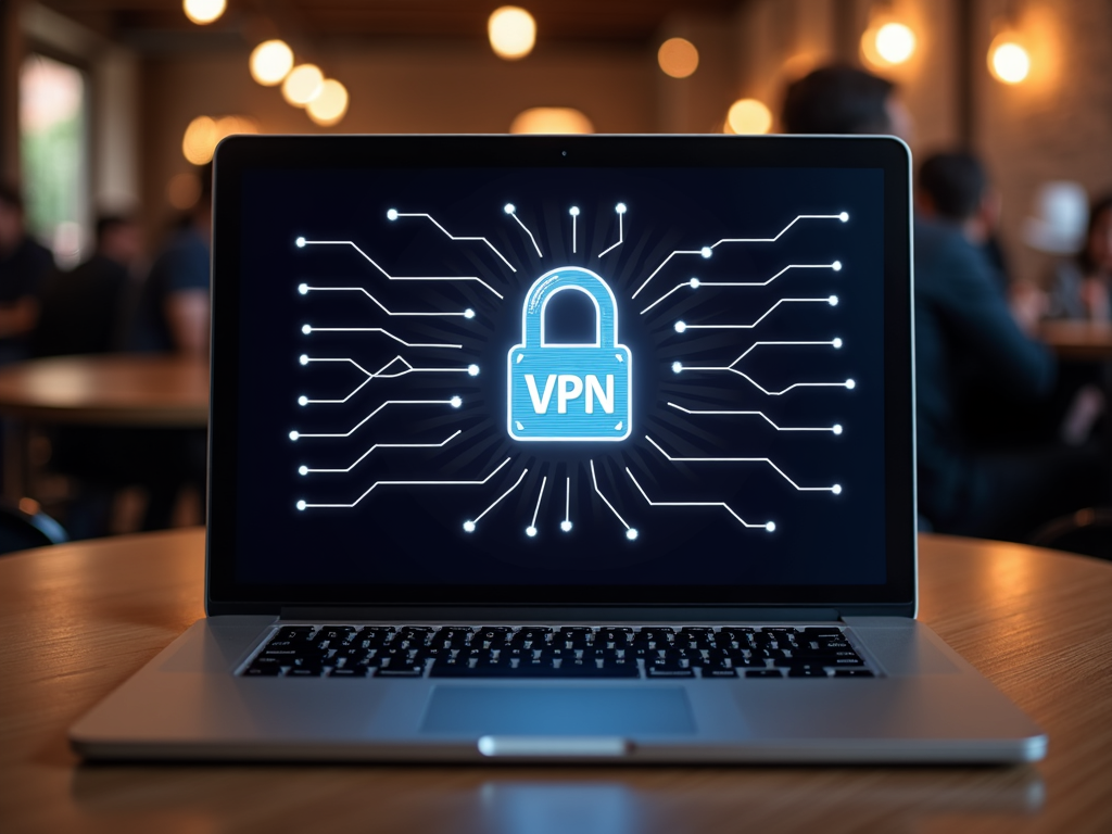 VPN securing a laptop connection in a café
