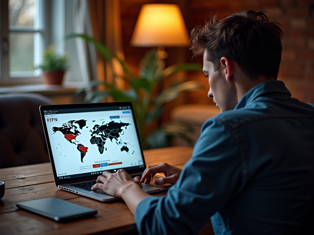 Laptop displaying a VPN interface, symbolizing a secure online connection.