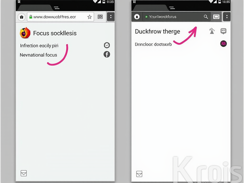 Comparison of Firefox Focus and DuckDuckGo mobile browser interfaces