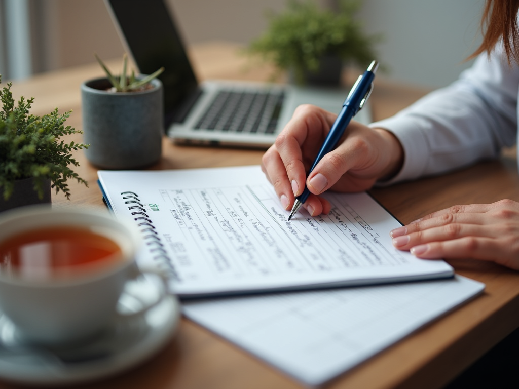 Person auditing online accounts with a checklist.