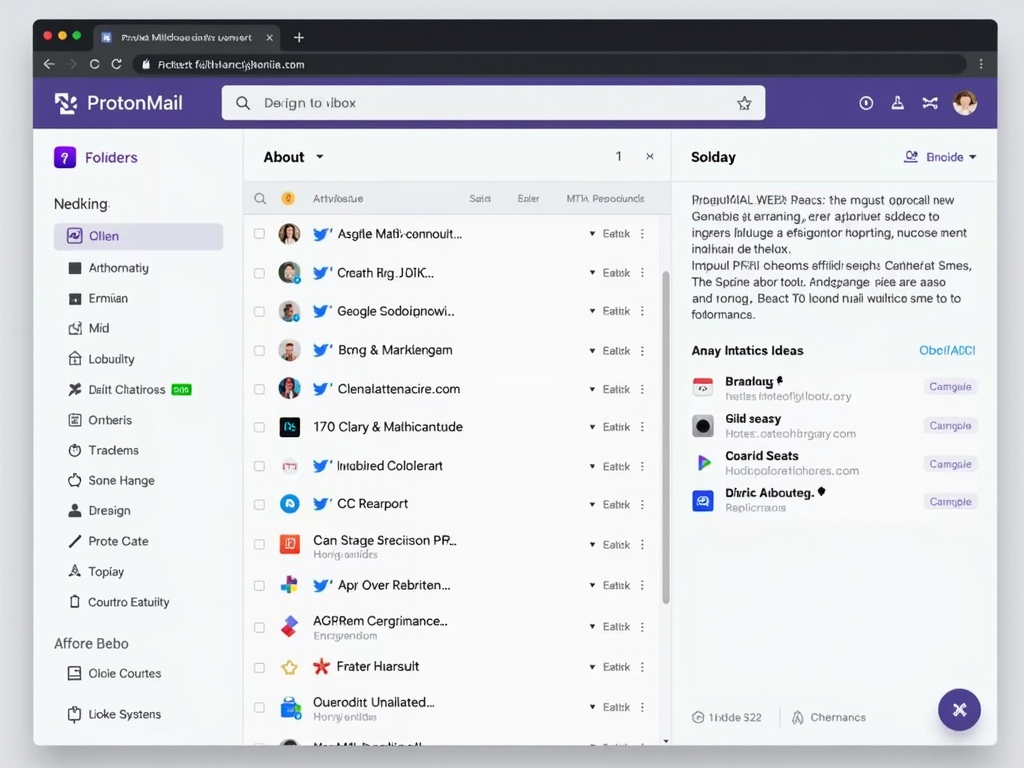 Screenshot of ProtonMail's modern and sleek inbox interface.