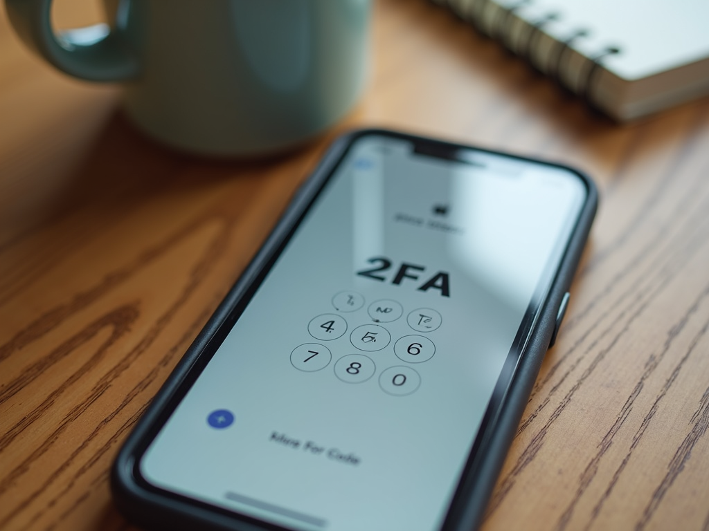 Smartphone showing two-factor authentication setup with a code prompt.