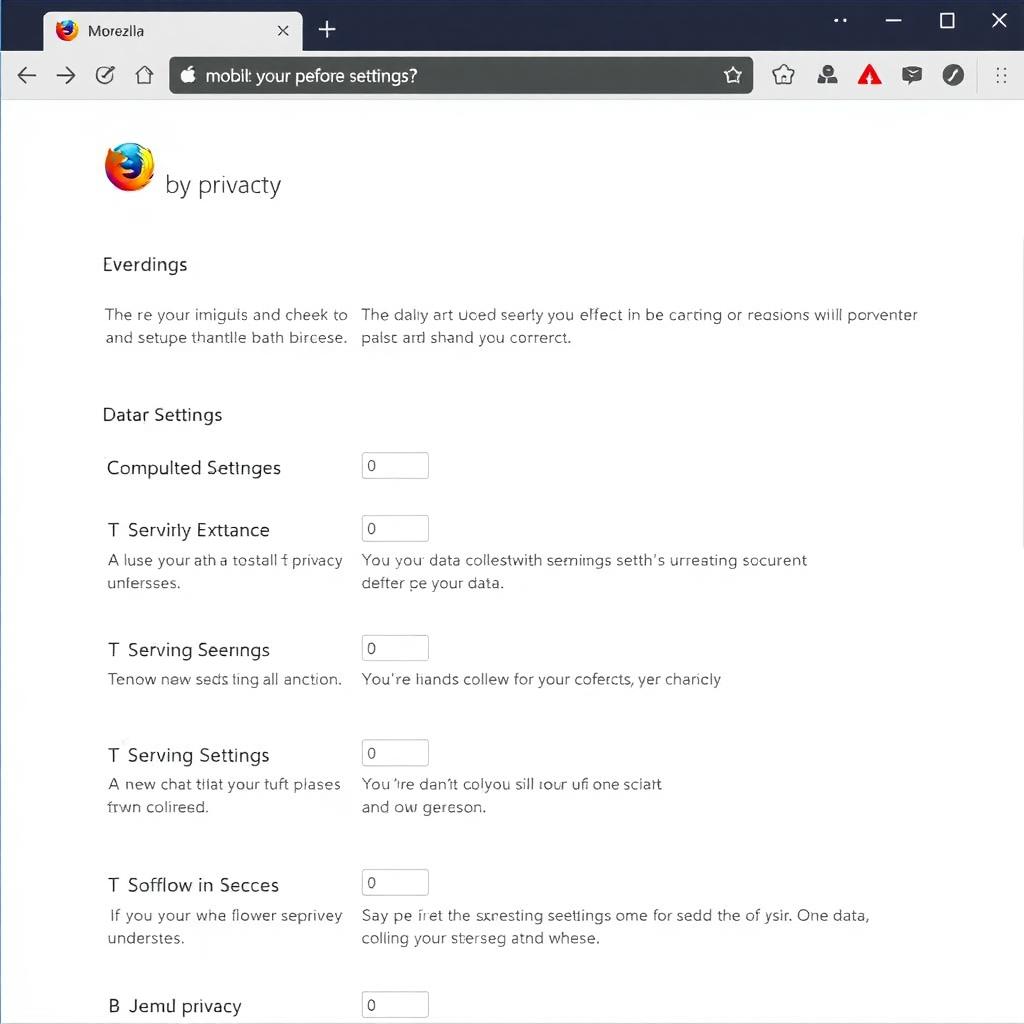 Screenshot of Mozilla's privacy settings page