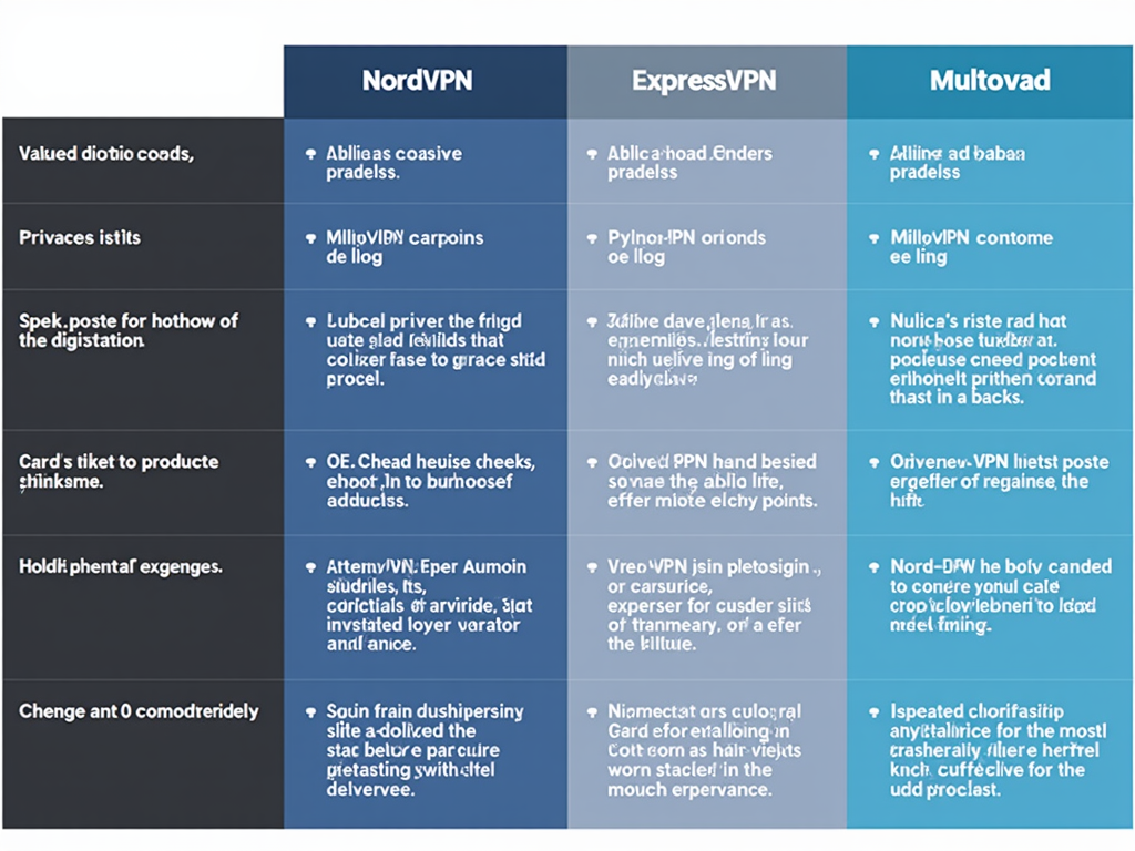 Comparison chart of top VPNs for privacy.