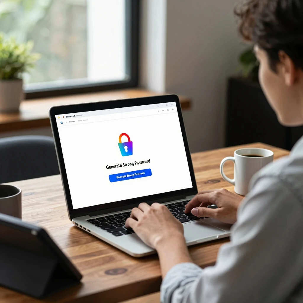 Professional using a password manager on laptop for secure logins