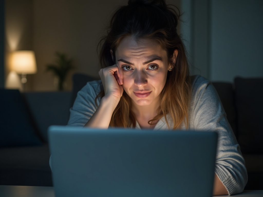 Concerned individual browsing the internet