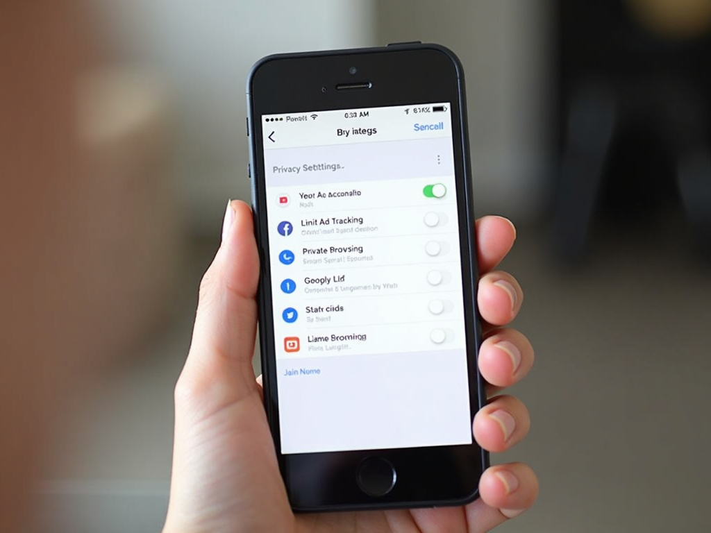 Person adjusting privacy settings on a smartphone.