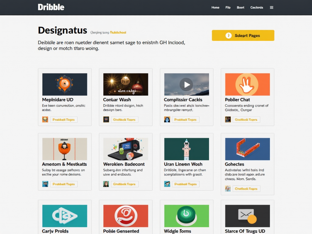 Dribbble homepage displaying design shots.