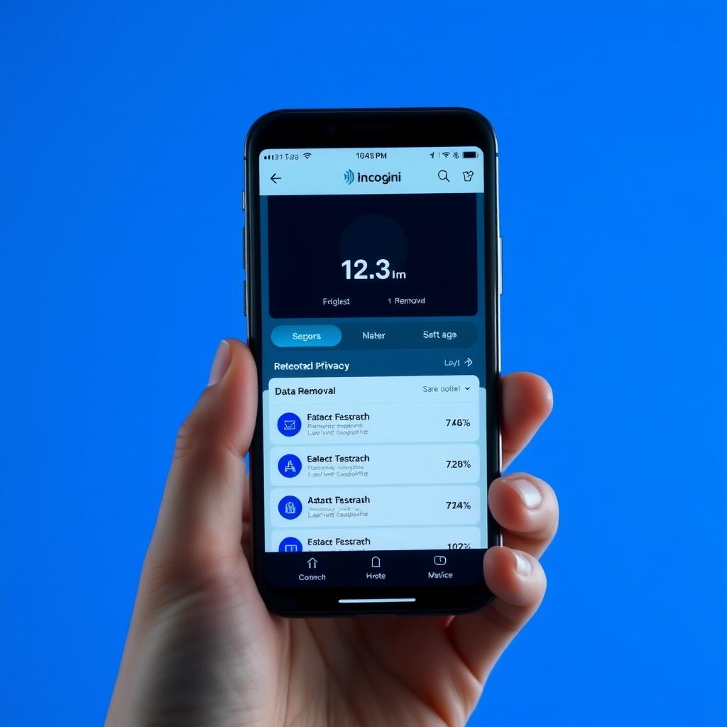 Smartphone displaying Incogni app dashboard for data removal