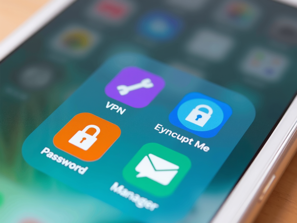 Smartphone with online privacy tool icons