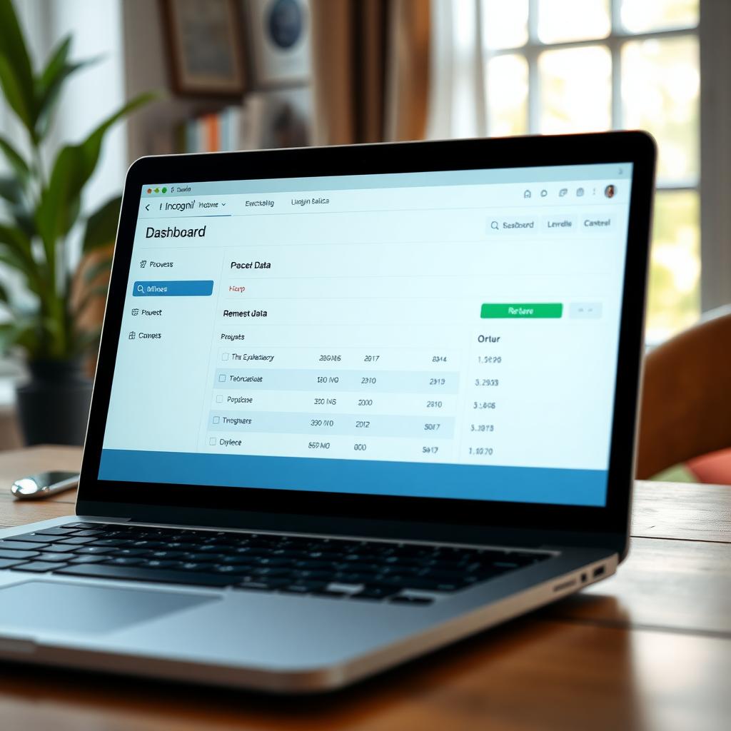 Laptop displaying Incogni’s data removal dashboard in a home office