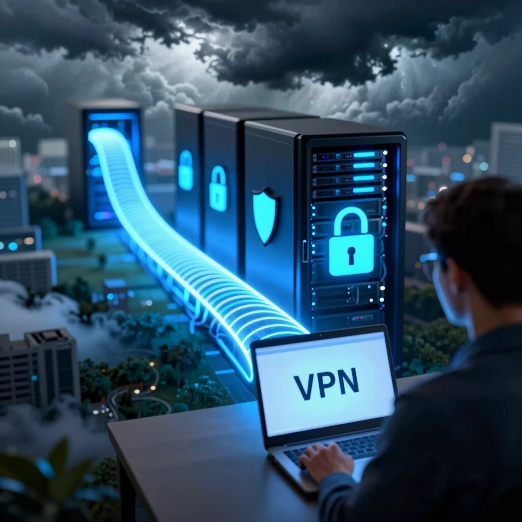 Encrypted VPN tunnel protecting data flow